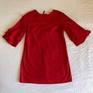 Red Trumpet Sleeve Dress